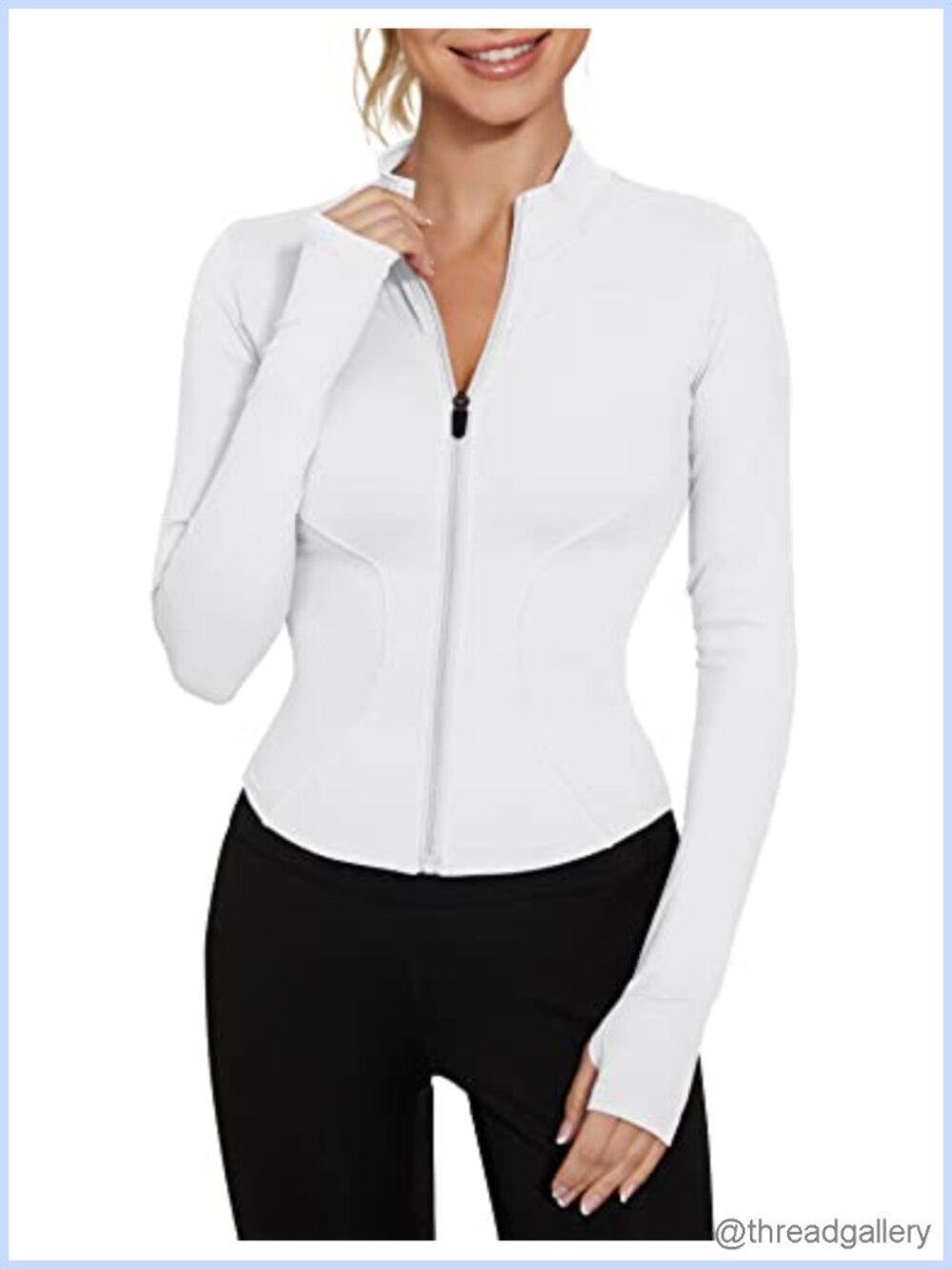 Women's Lightweight Zip Up Workout Jacket Cropped Slim Fit Yoga Athletic